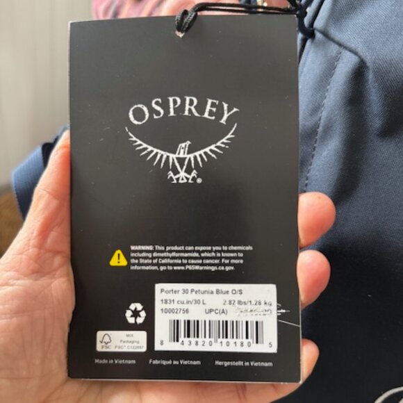 Osprey Porter 30L Carry On Travel Backpack - Petunia Blue color. - Picture 14 of 16